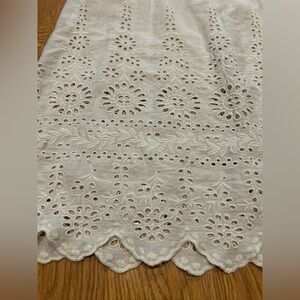 RARE Magnolia Pearl Eyelet Cream White Adjustable Drawstring Waist Cotton Skirt